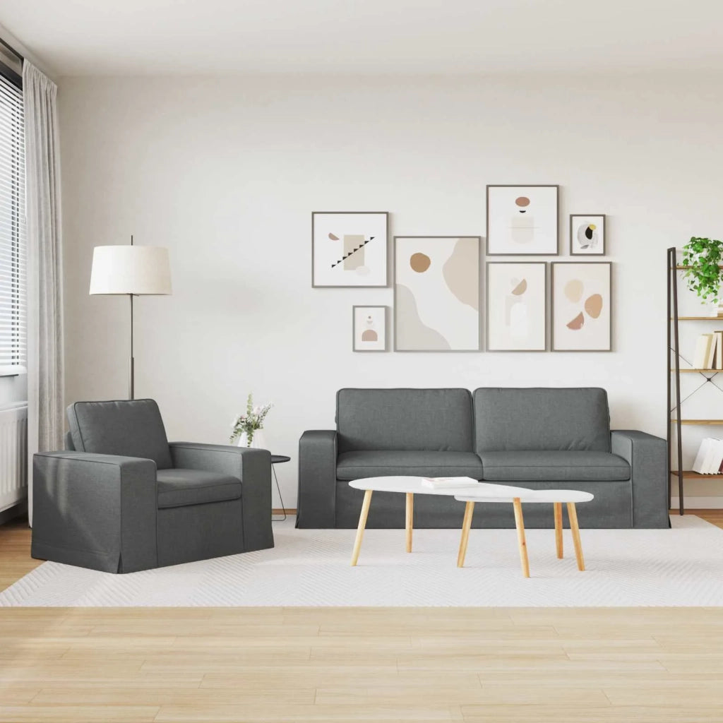 Divano 2 pcs Grigio scuro 182 x 80 x 82 cm Tessuto