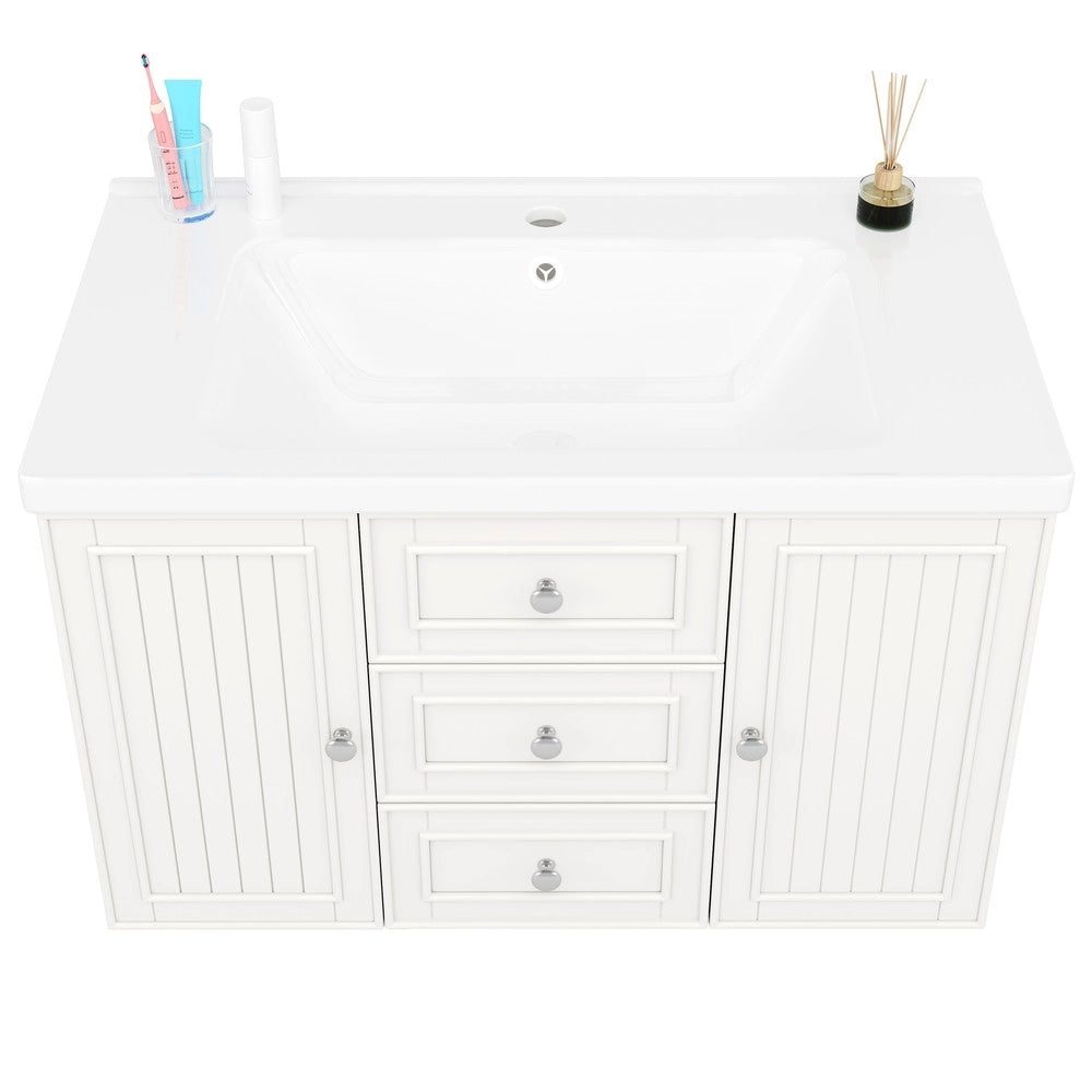 Mobile Sottolavabo Bagno con 3 Cassetti Sospeso ¨C Xylo ¨C Bianco 78.5x46x46.8cm