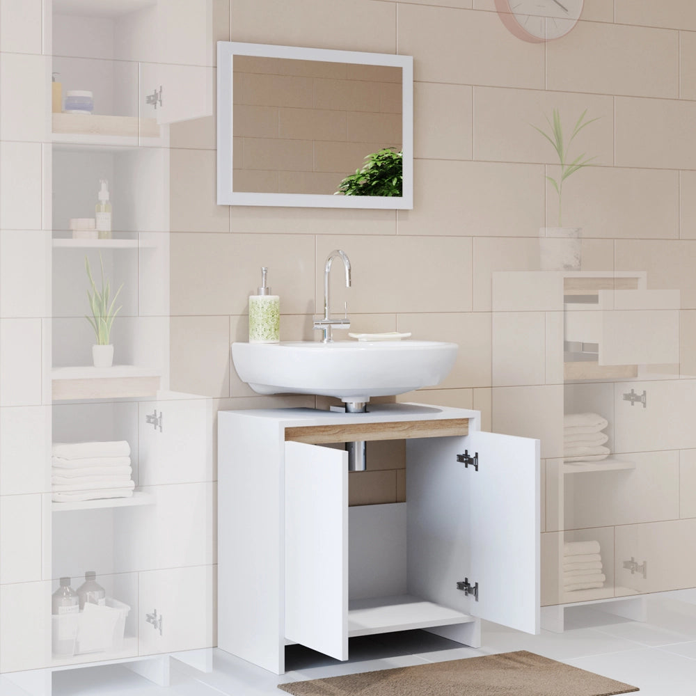 Vicco Set mobili bagno Bianco/Sonoma 2 parti