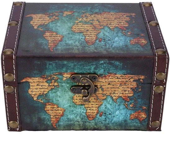 Cassa di archiviazione in legno grande - cassa di archiviazione con coperchio - cassaforte per gioielli - cassaforte per piccoli oggetti - decorazione con elementi antichi - protegge contro la polvere - cassaforte per gioielli