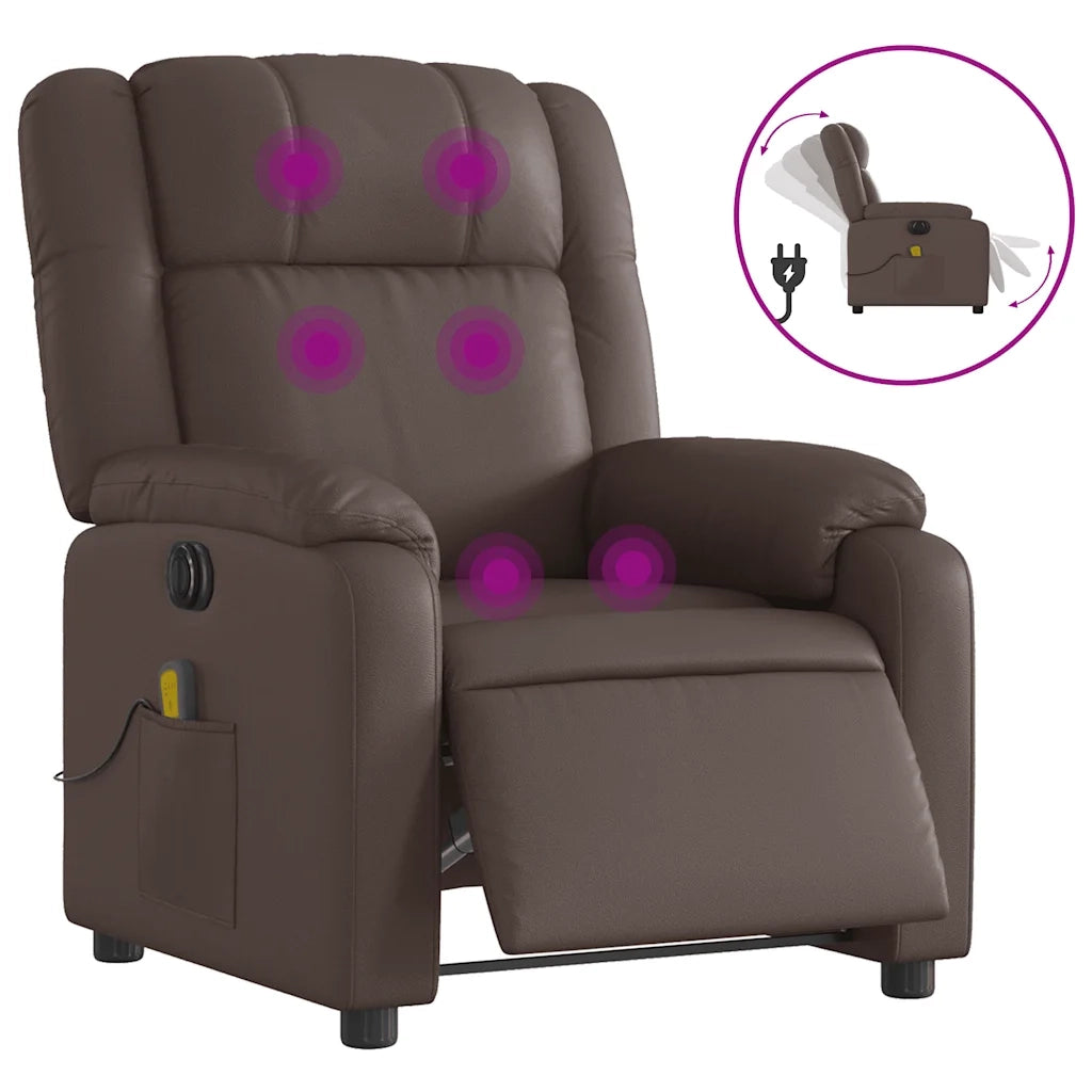 Poltrona Massaggiante Elettrica Marrone in Similpelle 3205145