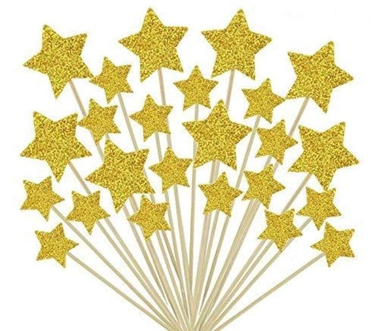 Cupcake-topper dorato - 50 pezzi - decorazione da festa - 9,2 cm