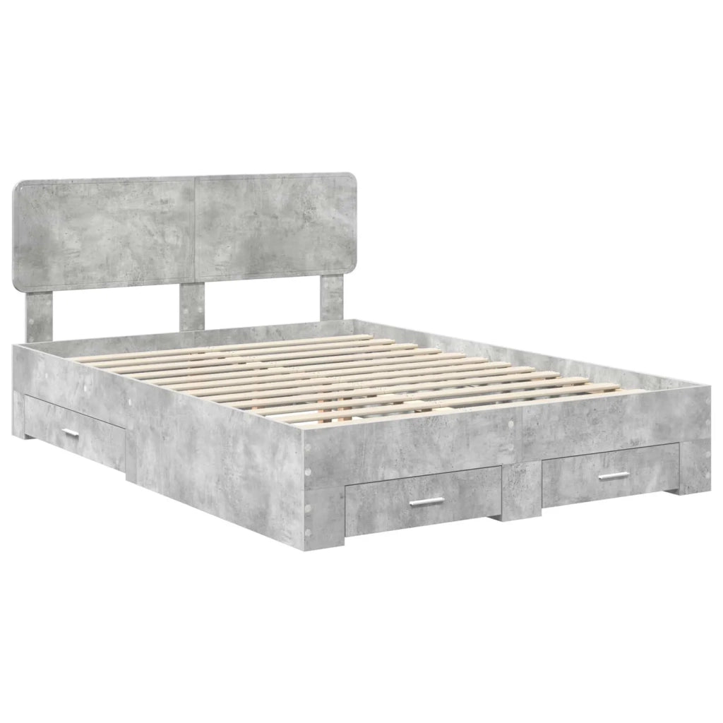 Struttura del letto con testiera Grigio cemento 140 x 190 cm