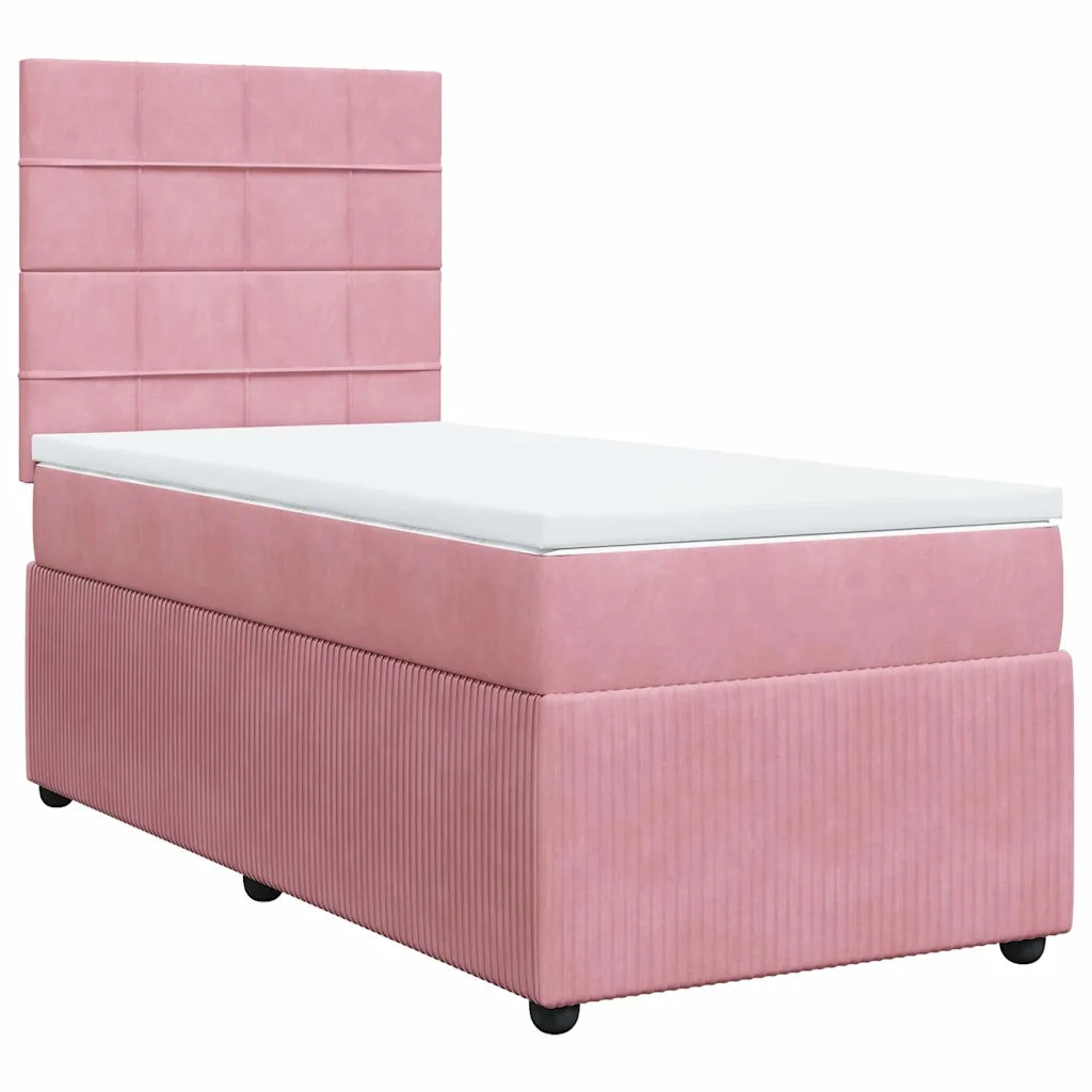 Giroletto a Molle con Materasso Rosa 100x200 cm in Velluto