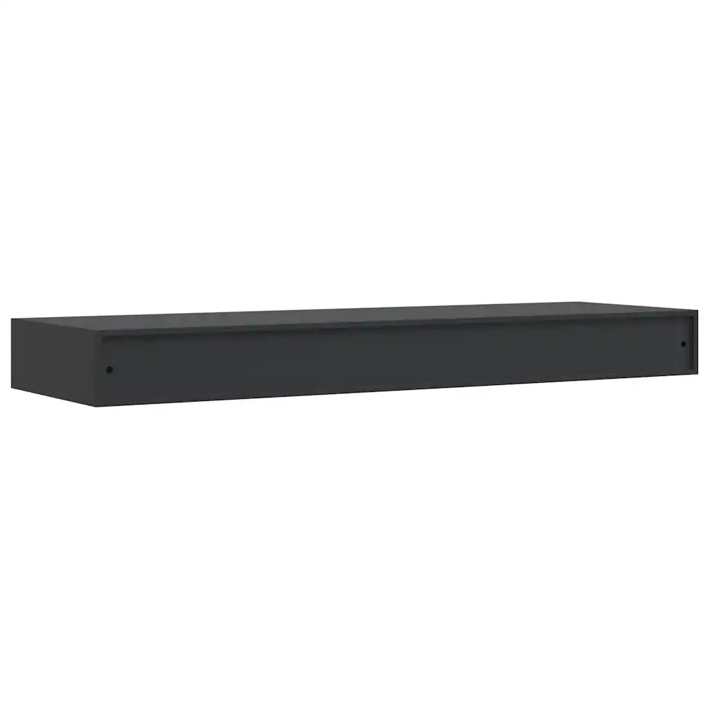 Mensola a Muro Galleggianti con Cassetto Nera 80x25x8 cm 288206