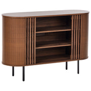 Credenza in truciolato marrone scuro con gambe in metallo stile retrò