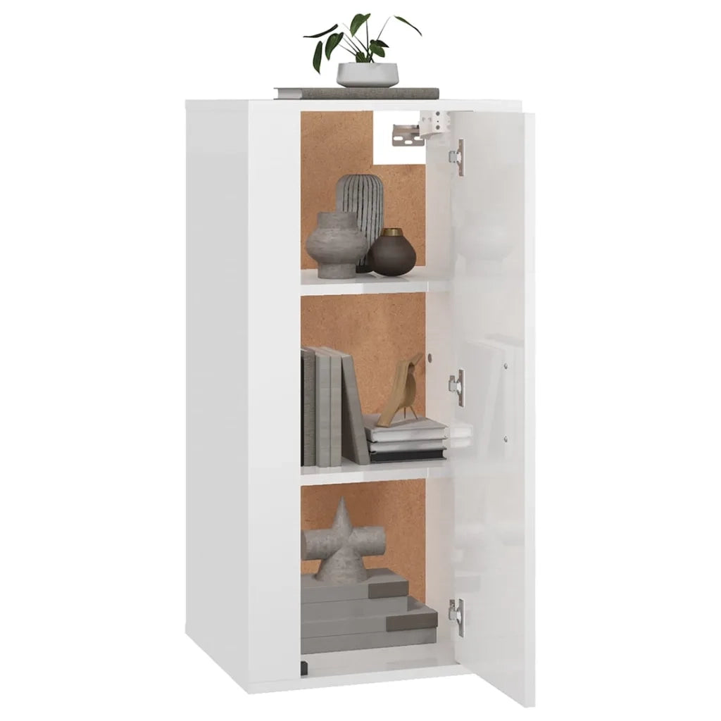 Mobile Porta TV a Parete Bianco Lucido 40x34,5x80 cm 816674