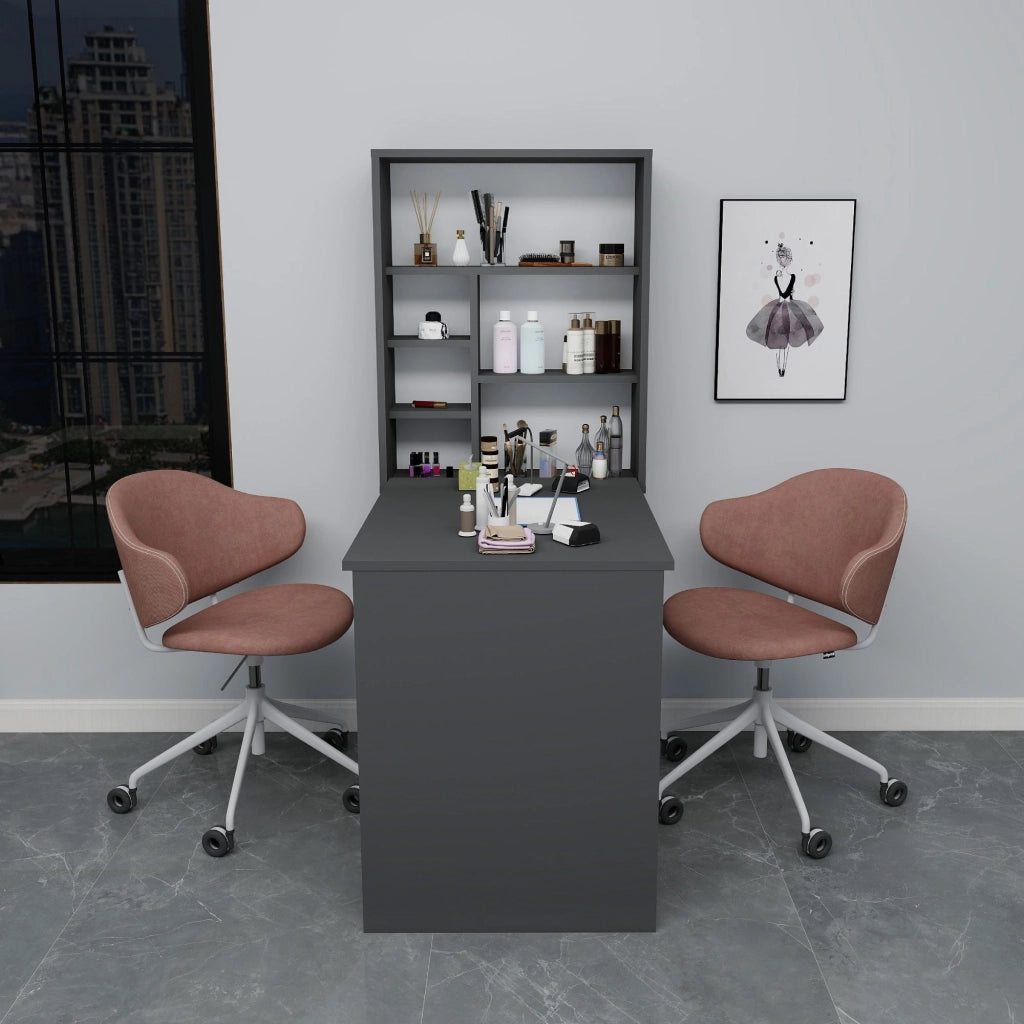 Tavolo da trucco in legno "Sedir" - 90 x 59 x 74 cm - Grigio antracite