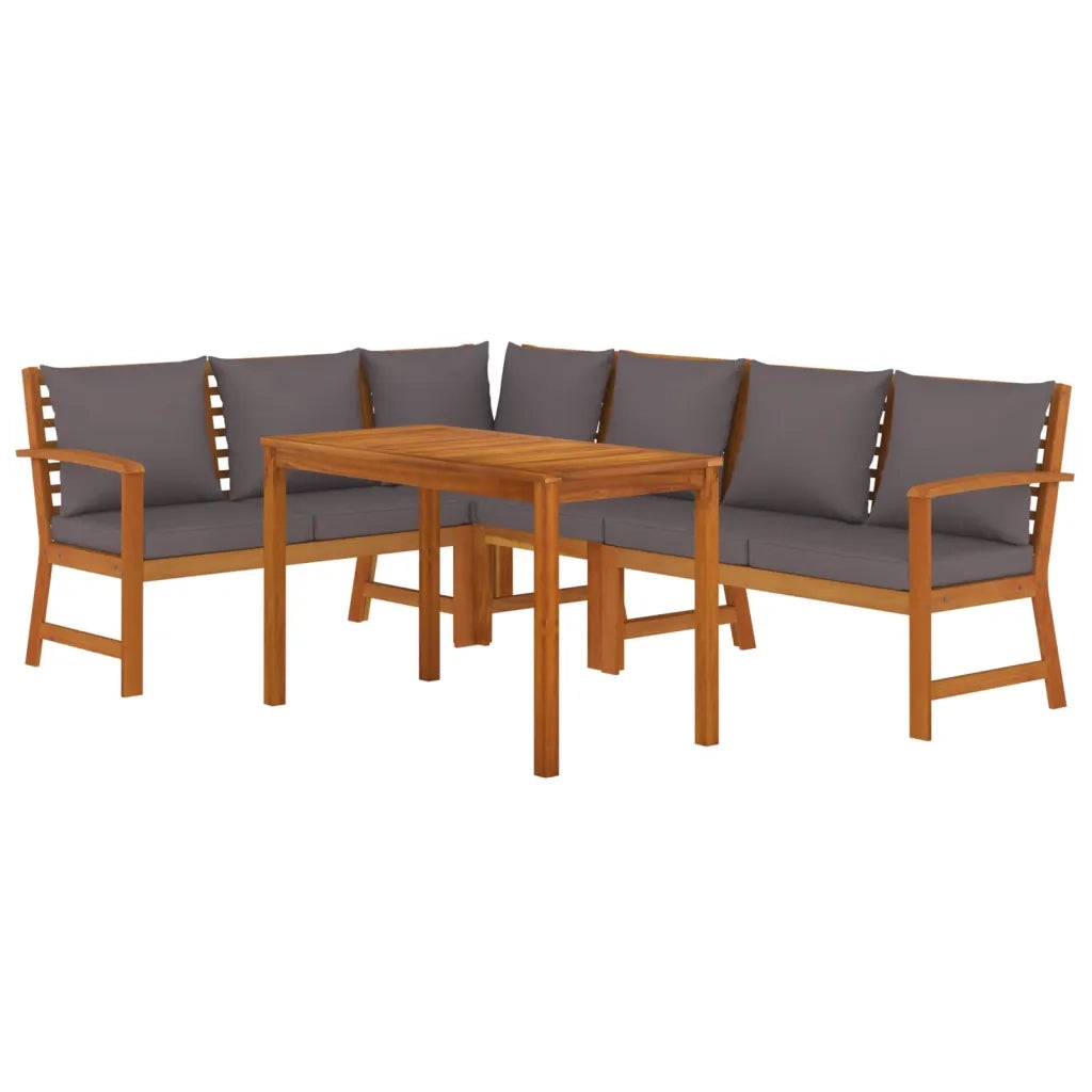 Set da Pranzo Giardino 5pz con Cuscini Legno Massello di Acaciacod mxl 76292