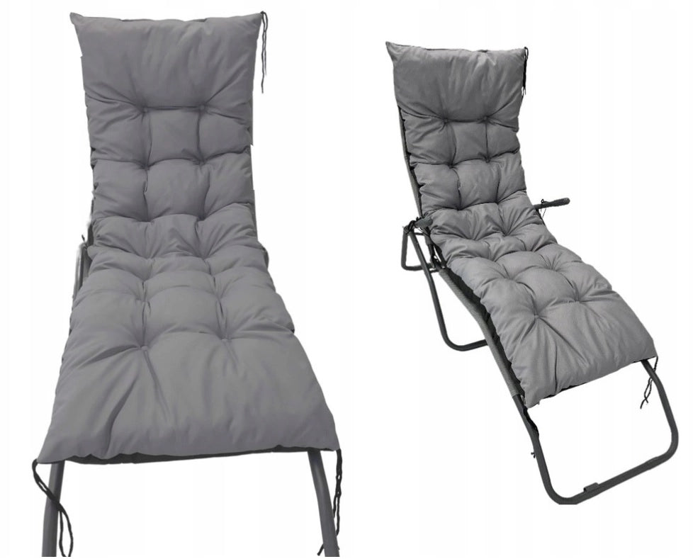 AIO FACTORY Cuscino da giardino impermeabile grigio 180x50 cm per sedia a sdraio