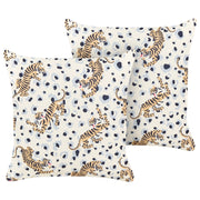 Set di 2 cuscini da giardino in poliestere multicolore 45 x 45 cm Cuscino da lancio quadrati con motivo a tigre dal design moderno