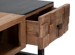 Tavolo da Caffé Rettangolare Mumbai 110x60x43 cm in Legno di Acacia e in Ferro Marrone e Nero