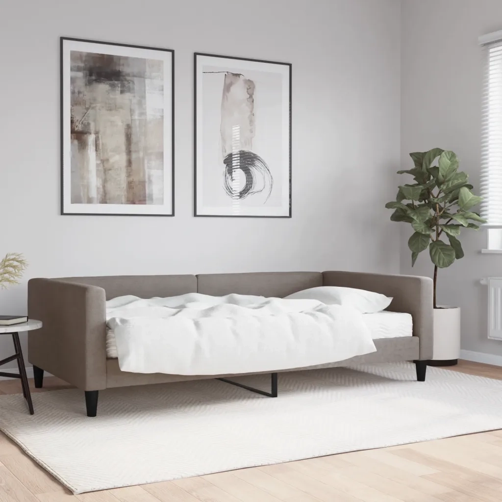 Divano Letto con Materasso-Sofa Letto-Daybed Tortora 100x200 cm in Tessuto 611587