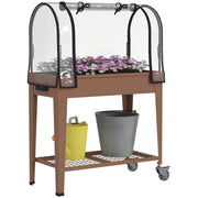 Letto da Giardino Urbano 80x40x120 cm con Cubierta de Invernadero ¨C zephmum ¨C Marrone