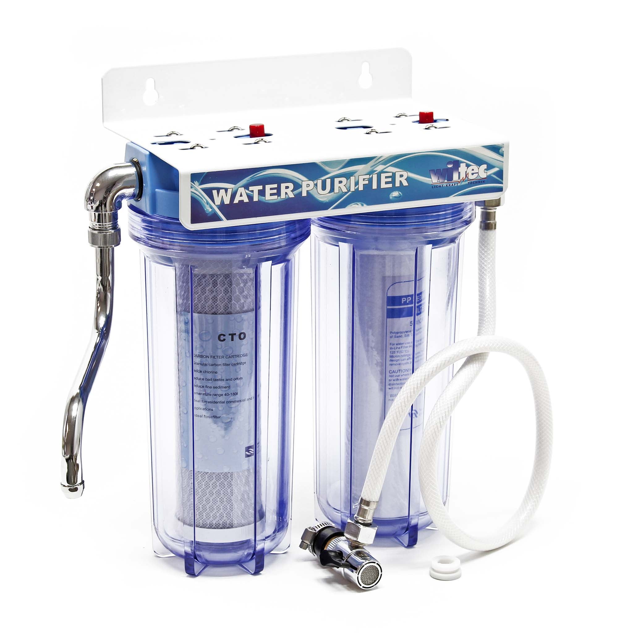 Naturewater Filtro dell'acqua a 2 livelli NW-PR102, con cartucce filtranti da 254 mm, attacco tubo 26,16 mm