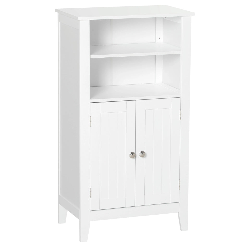 Mobile Bagno con Mensole Regolabili e Armadietto 2 Ante, Mobiletto Bagno Multiuso in Legno, Bianco, 50x30x93cm