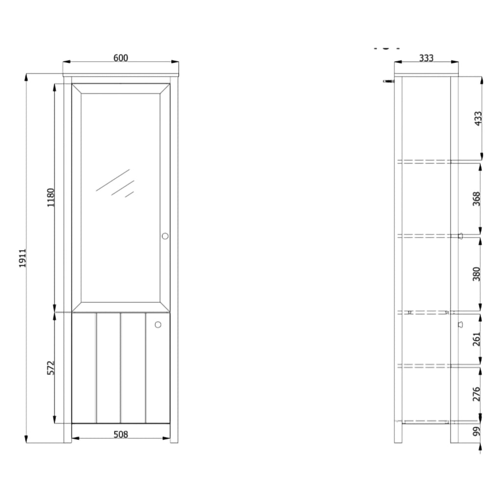 Mobile Espositore Doreno, Vetrina 4 Ripiani, 60x34x191h cm Bianco Opaco