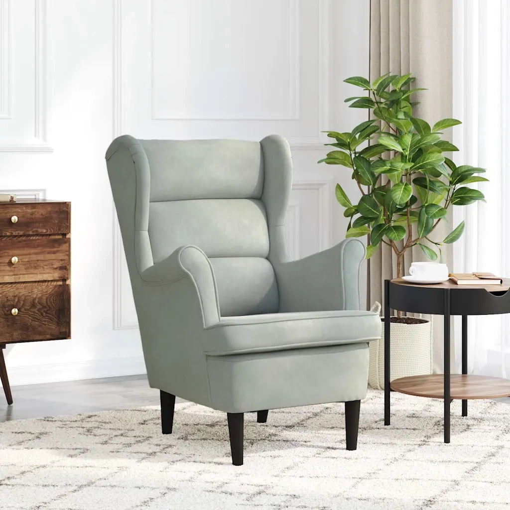 Poltrona-Divano Sedia-Poltroncina Grigio Chiaro Velluto 428336