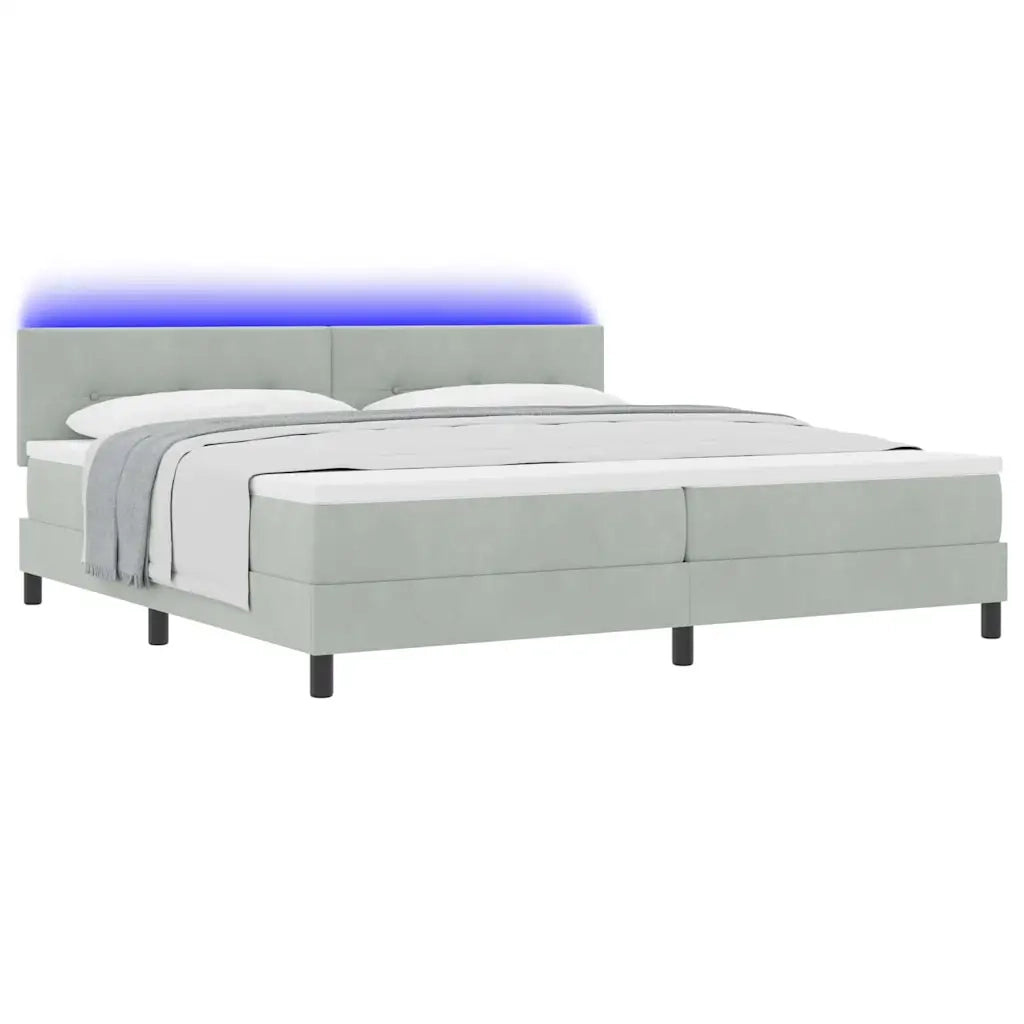 Letto a Sorgente LED con led Grigio chiaro 200 x 200 cm Velluto 3342674