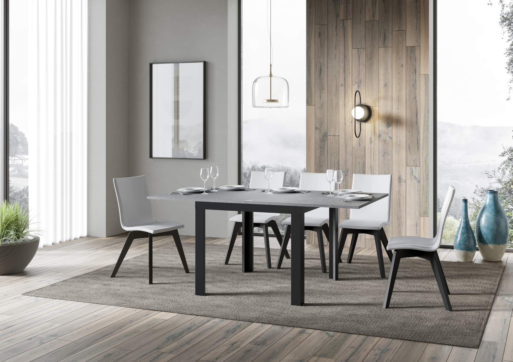 Tavolo Allungabile 90-180x90x78/80 cm Linea Libra Cemento