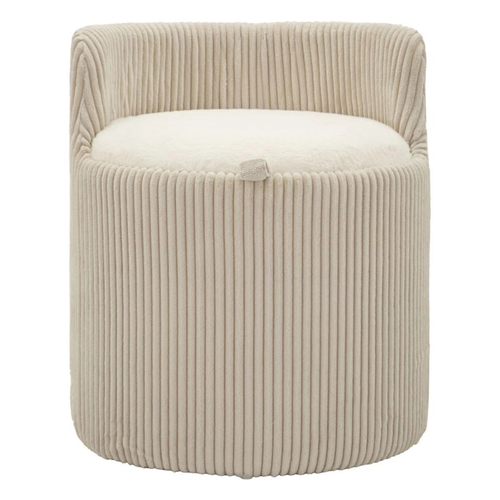 Pouf Dublino in tessuto bianco con contenitore