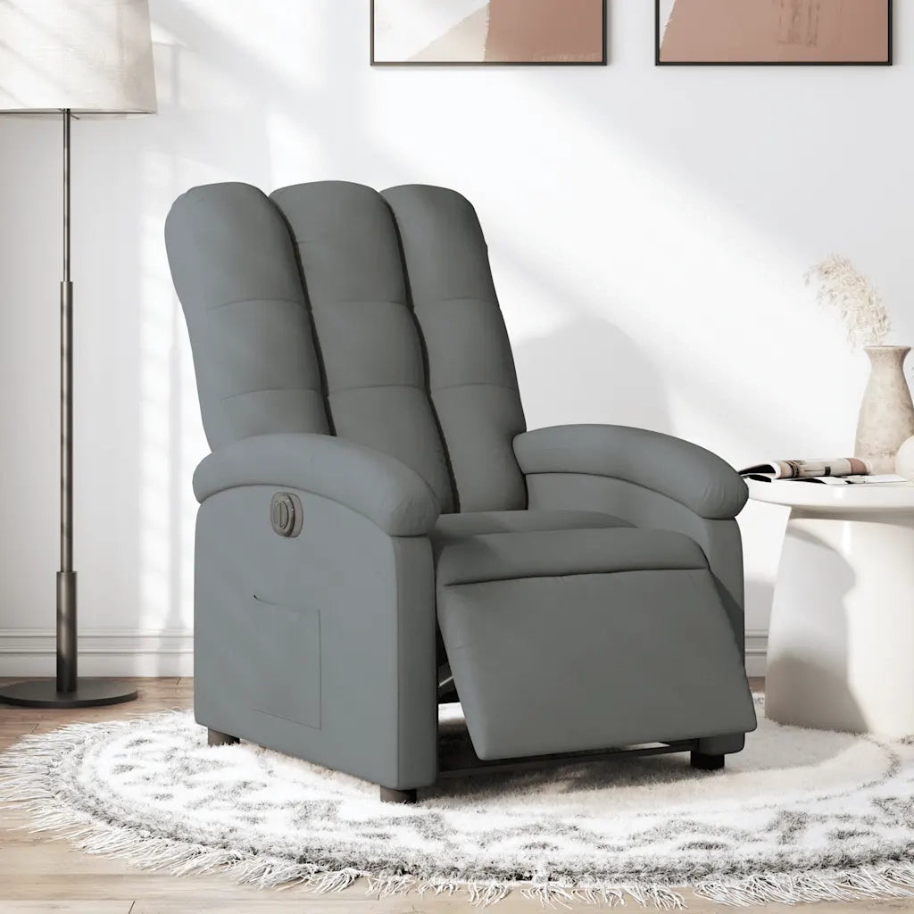 Poltrona Elettrica Reclinabile-Divano Sedia Grigio Scuro in Tessuto 480313
