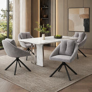 SEDIA girevole in velluto grigio, ergonomica, Set da 4 pezzi