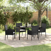 Set da Pranzo per Giardino con cuscino 5 pcs Nero polyrattan 3380101