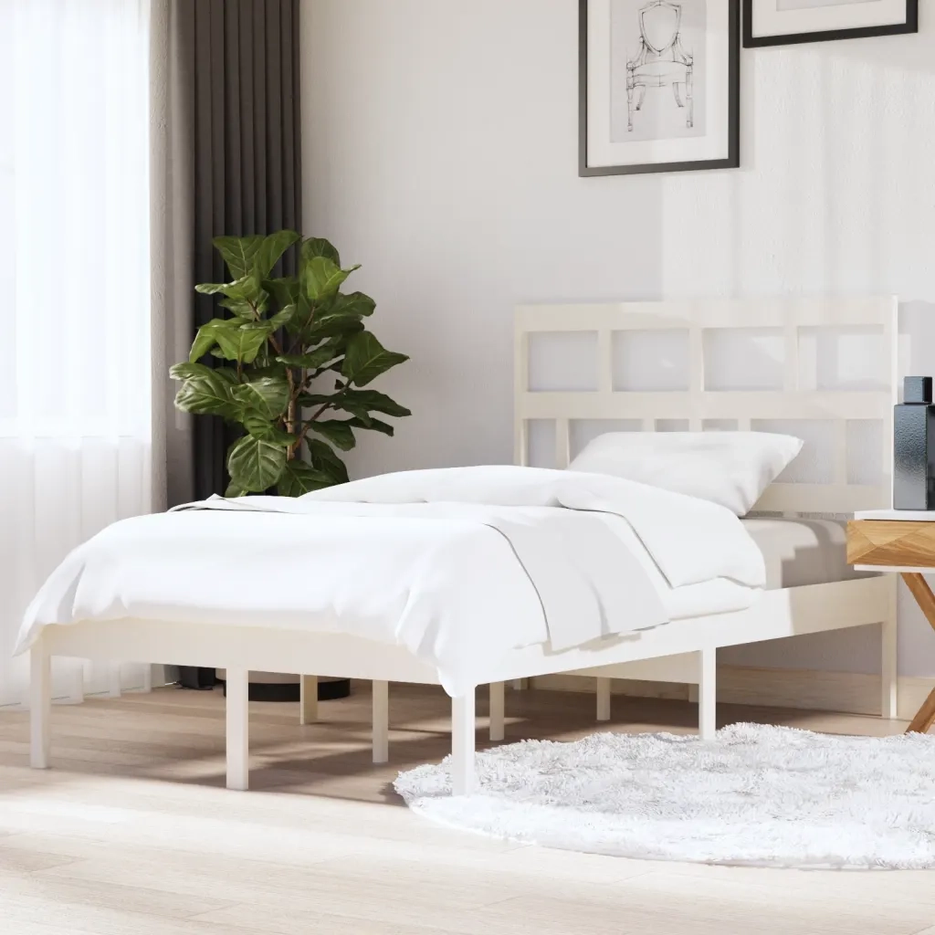 Giroletto-Struttura Letto Bianco in Legno Massello di Pino 120x200 cm 816407