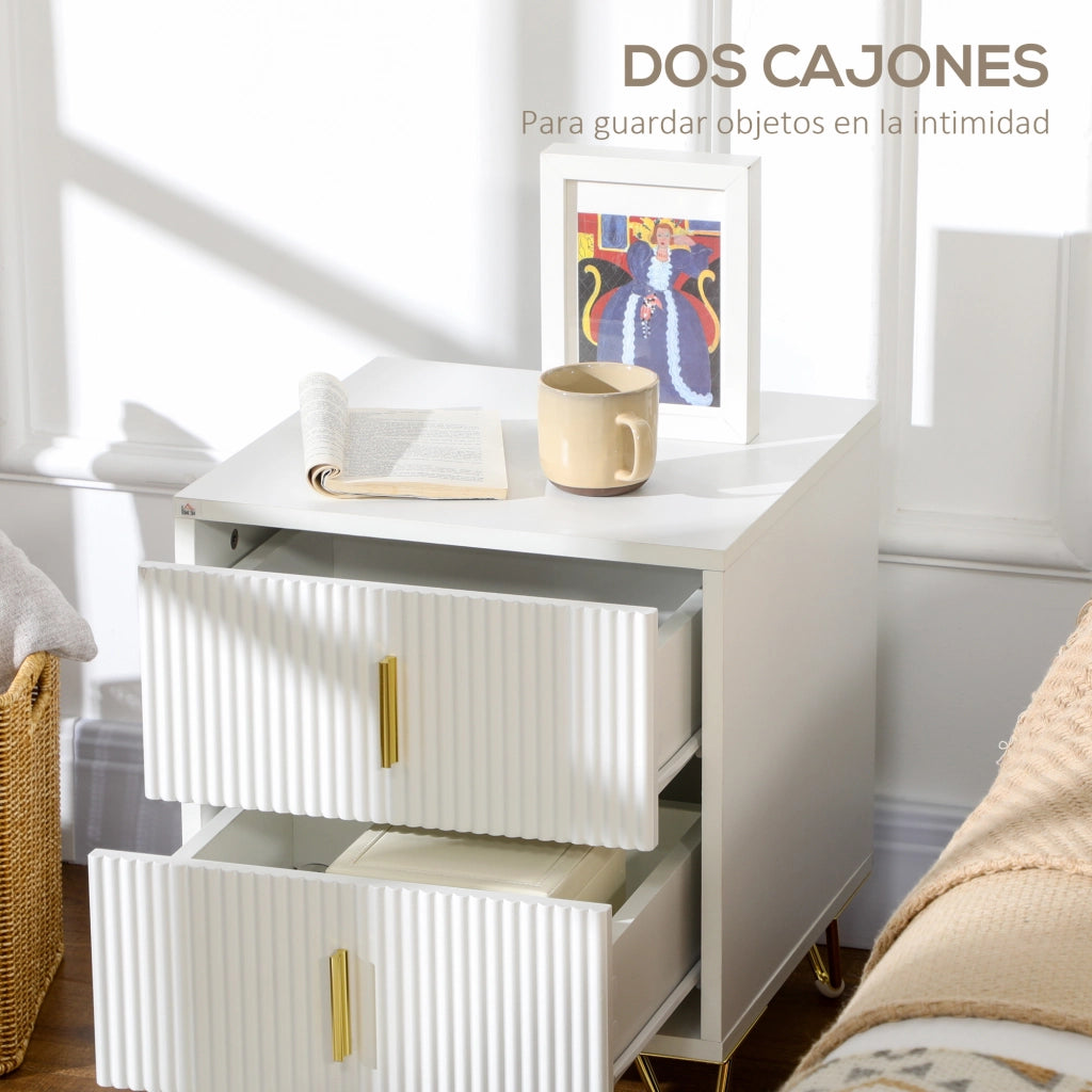 Comodino con 2 Cassetti ¨C zephmum ¨C Bianco Metallo 40x40x47 cm
