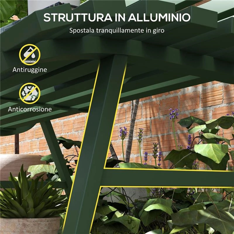 PANCHINA DA ESTERNO IN ALLUMINIO A 2 POSTI A DOGHE, 123X67X79CM, VERDE