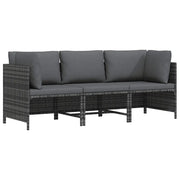 Divano da Giardino a 3 Posti con Cuscini Grigio in Polyrattan cod mxl 72830