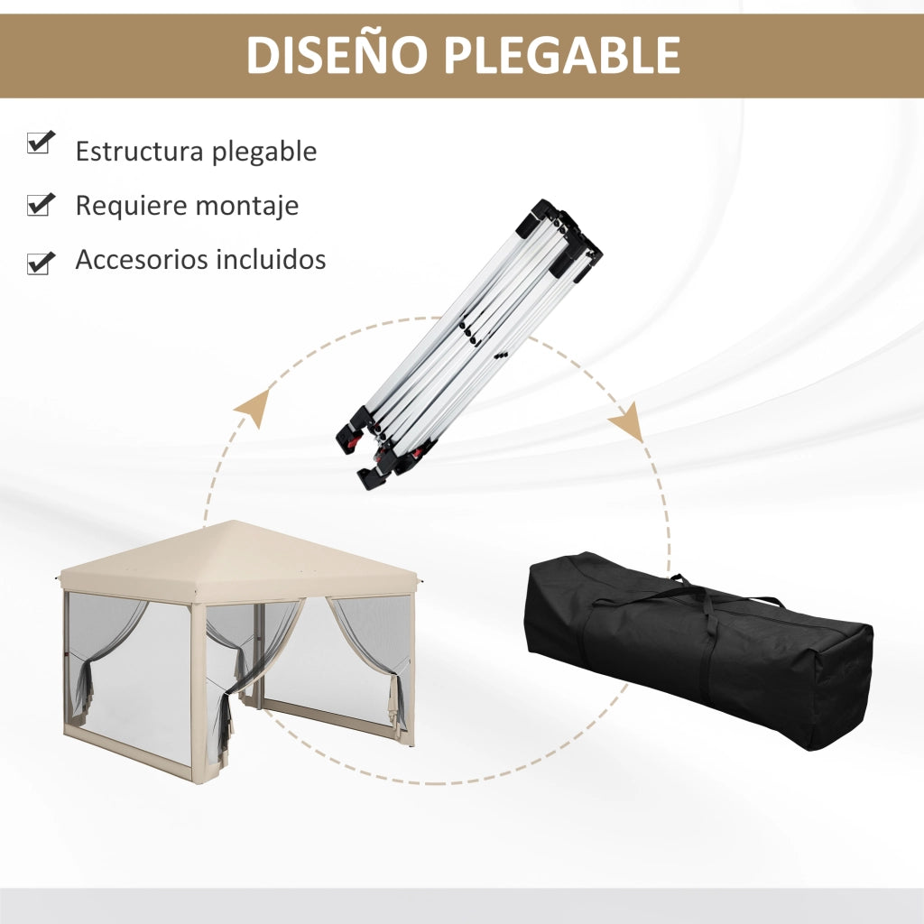 Casetta da Giardino 3x3 m con Zanzariere ¨C Zephmum ¨C Beige Acciaio