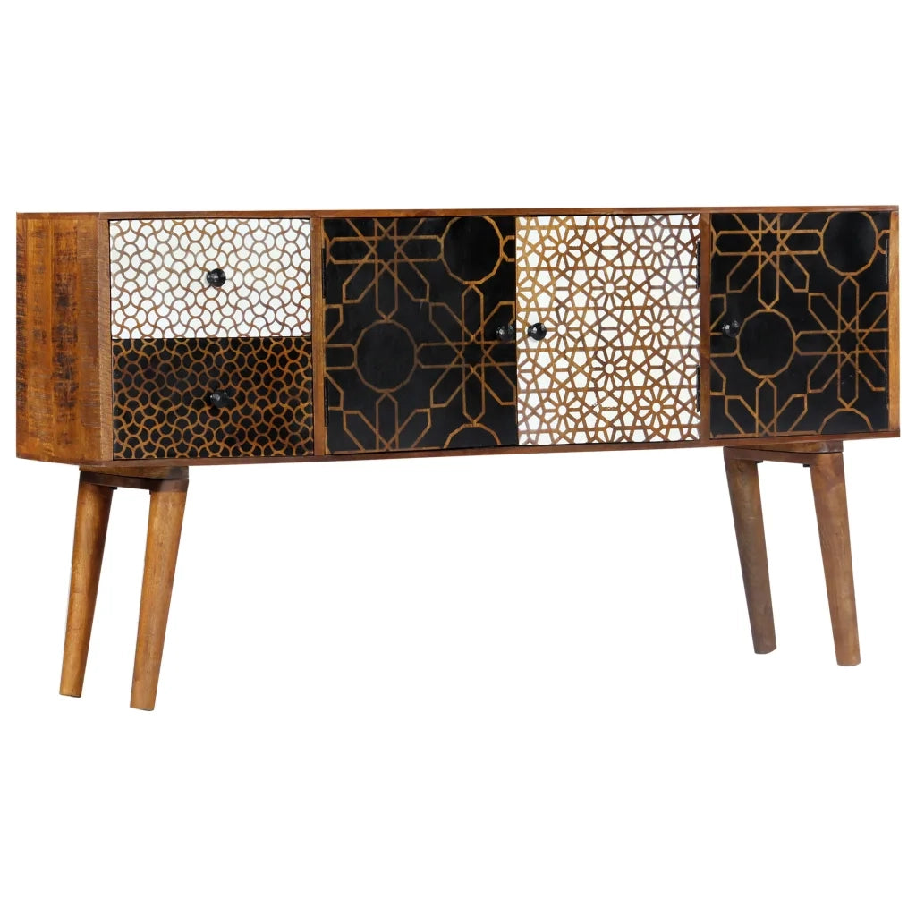 Credenza | Madia | Buffet da pranzo | Armadio da pranzo con Motivo Stampato 130x30x70 cm in Massello di Mango