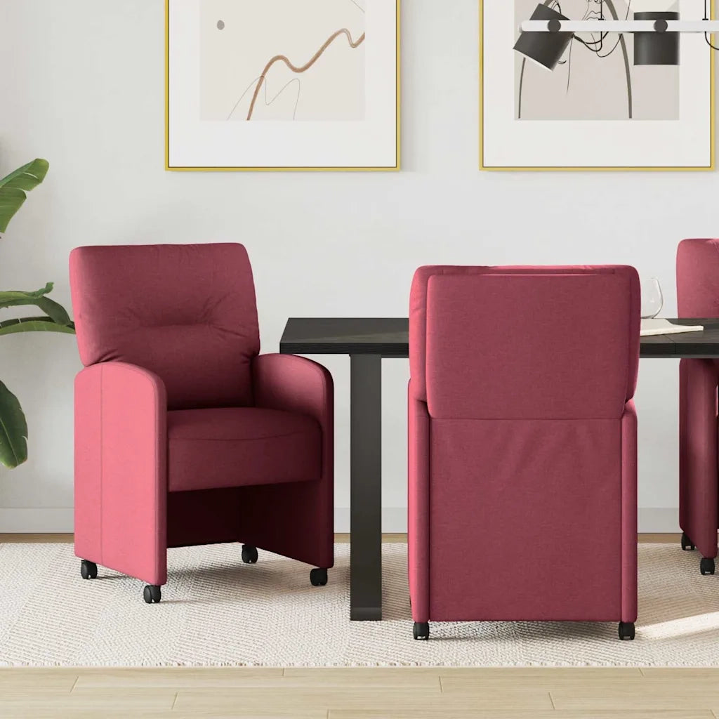 Sedie da Pranzo con Ruote 2 pcs Rosso vino 57 x 67 x 95 cm 42017850
