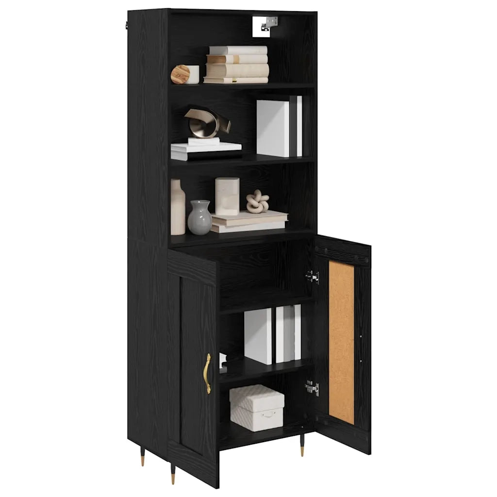 Credenza | Madia | Buffet da pranzo | Armadio da pranzo Rovere nero 69,5 x 34 x 180 cm Legno multistrato