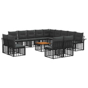 Set di divani da esterno 14 pcs Nero e Grigio scuro Poliestere 3437799