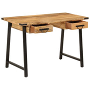Scrivania | Tavolo da Ufficio con Cassetti 105x55x70 cm Legno Massello Mango Ferro