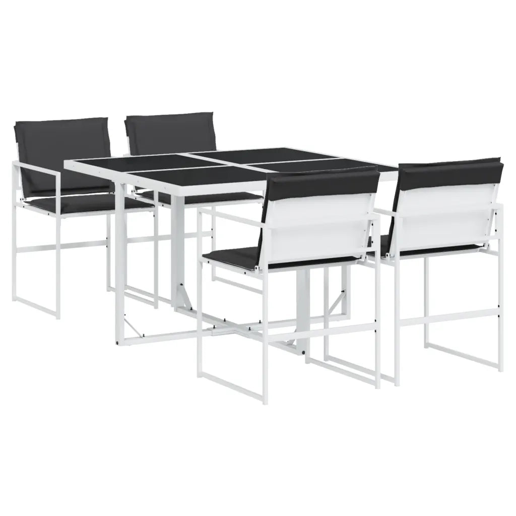 Set da Pranzo da Giardino 5 pz con Cuscini Bianco in Textilene