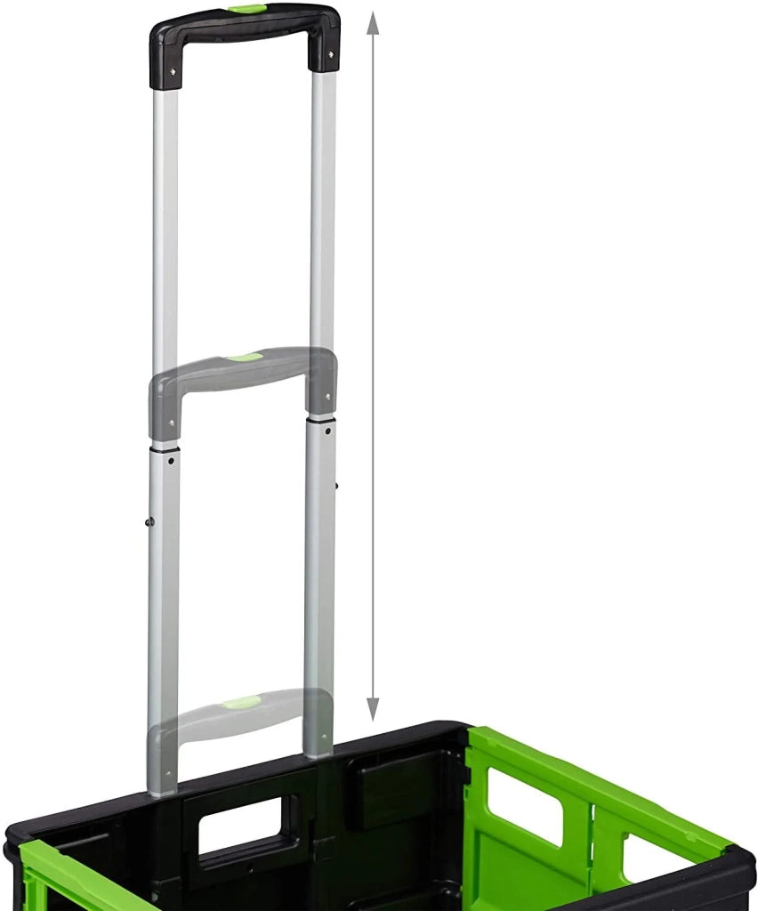 Carrello della spesa pieghevole con maniglia e ruote in gomma portata 35 kg carrello da mercato alluminio e plastica verde 13_0000708_2