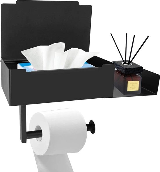 Supporto per carta igienica senza fori Supporto per carta igienica con appoggio per asciugamani umidi, supporto per carta igienica per cucina e bagno