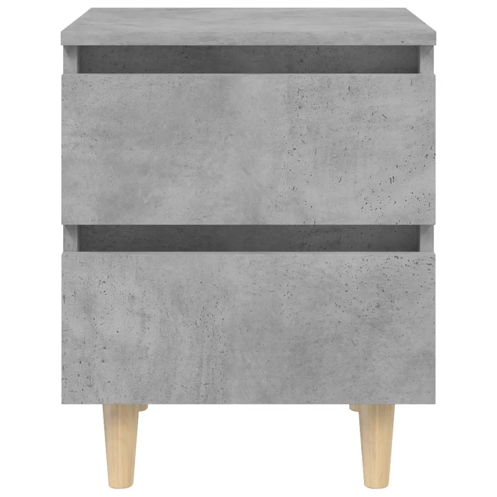 Comodino | Armadio da Notte | Mobiletto da notte con Gambe in Pino Massello Grigio Cemento 40x35x50 cm