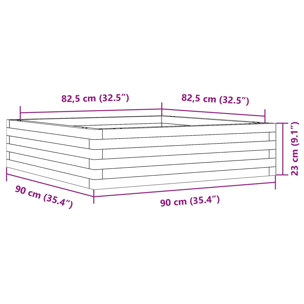 Fioriera da Giardino 90x90x23 cm in Legno Massello di Pino 847203