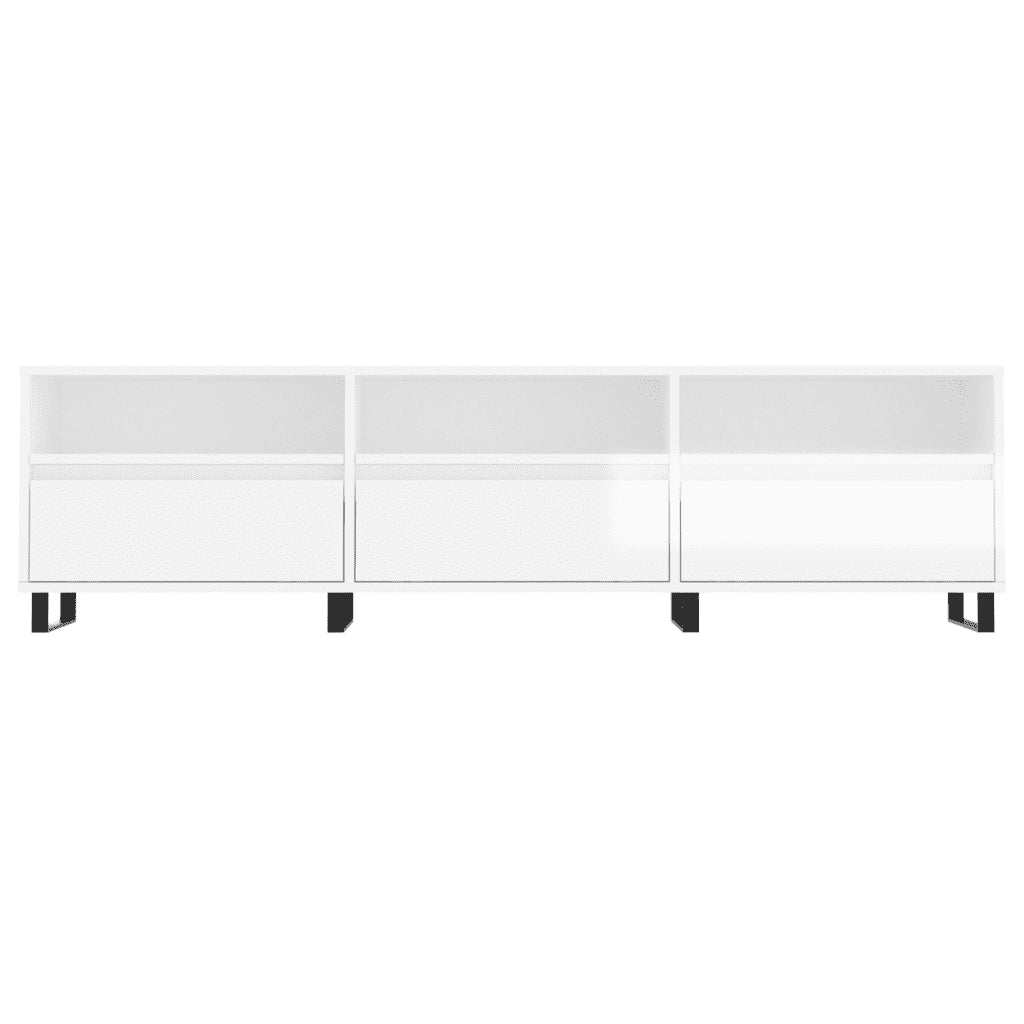 Mobile Porta TV Bianco Lucido 150x30x44,5 cm Legno Multistrato