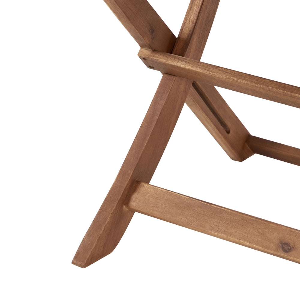 Set di 2 sedie da giardino per esterni in legno d'acacia chiaro pieghevoli stile rustico