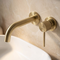 Rubinetto Da Parete Rea Lungo Stripe Brush Gold