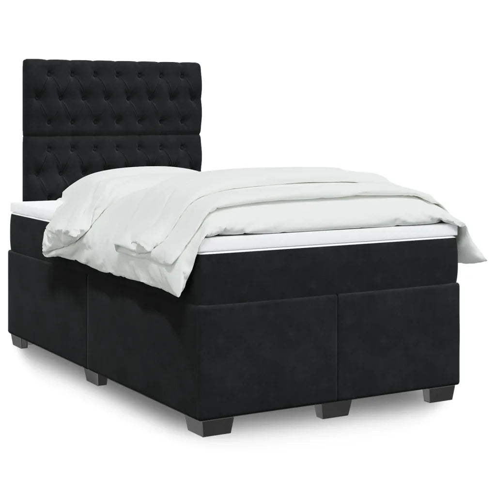 Giroletto a Molle con Materasso Nero 120x200 cm in Velluto 3290890