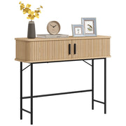 Tavolo console con ante scorrevoli a doghe ¨C zephmum ¨C quercia e nero