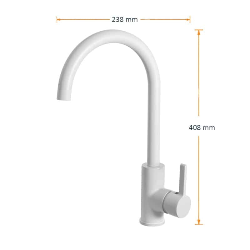 Rubinetto Miscelatore Cucina Quareco monocomando canna alta girevole Bianco QMFC04BI