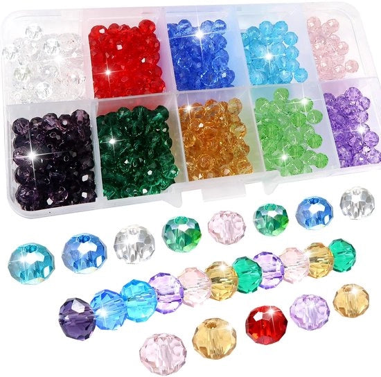 Sieradistica - 500 Pezzi di Perle - Perle Facettate - Perle di Vetro - Creazione di Gioielli - Bracciali/Collane - 6 mm di Diametro - Perle di Vetro